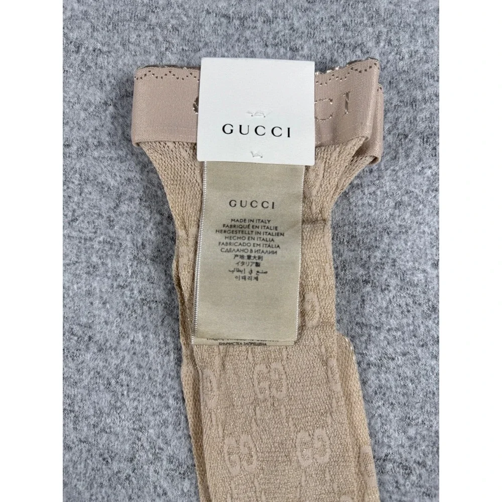 Gucci GG Pattern Lame Socks Beige Gold Metallic Monogram Size M  Made Italy